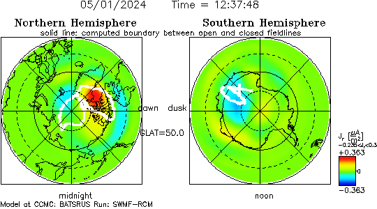 SWMF ionospheric FAC with polar cap